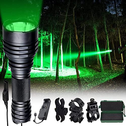 VASTFIRE Puissante Lampe de Chasse verte 1200 Lumens 500 Yards, Lampe de Poche Prédateur Adaptée aux Porcs, Lapins, Coyotes et Chasseurs de Porcs