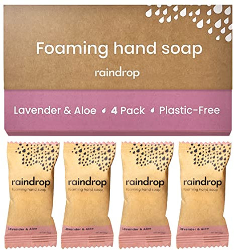 Quatre recharges de savon moussant sans plastique pour les mains (lavande et aloe vera)