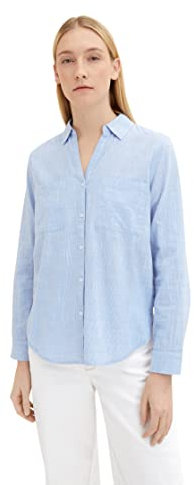 TOM TAILOR Damen 1035247 Old Hemdbluse Mit Brusttaschen, 22758 - Dreamy Blue, 46 EU