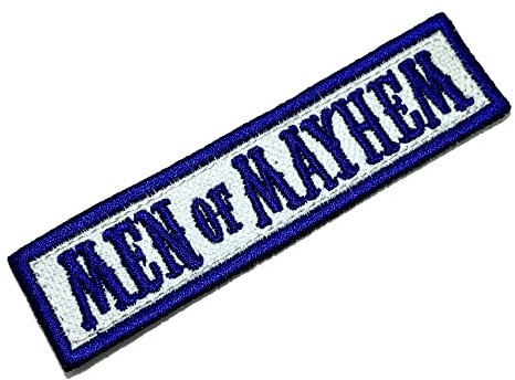 NT507T02 Men of Mayhem bestickter Aufnäher zum Uniformen, Kimono, Weste, Fahrrad, zum Bügeln oder Nähen