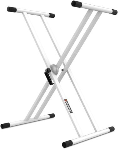 Audibax Onyx 130 White Soporte Premium Desmontable Tijera Doble para Teclado (Yamaha, Casio, Roland, Korg)