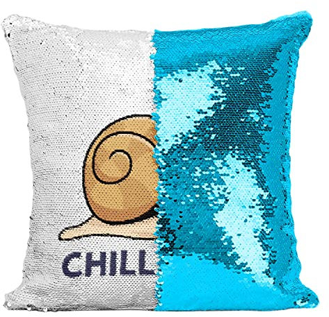 Fabulous Kissen mit Paillettenbezug Türkis Chill Dude Schnecke Kind Humor