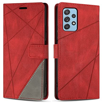 SONWO Hülle für Galaxy A52S 5G / Galaxy A52, Premium PU Leder Handyhülle Flip Case Wallet Silikon Schutzhülle Klapphülle für Galaxy A52S 5G / Galaxy A52, Rot