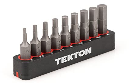 TEKTON 1/4 Inch Hex Bit Set with Rail, 9-Piece (2-6 mm) | DZX93002