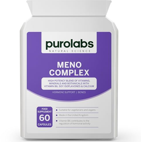 Purolabs Menopause Complex Support Supplements - 60 Capsules - Non-GMO, Estrogen Tablets for Hormone Balance, Sleep, Hot Flushes & Night Sweats - with Maca Root, Sage - Made in UK