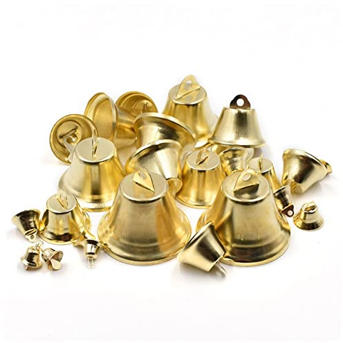SHTGOI 100 Stücke Goldene Glocken 14mm Mini Kleine Glocken Jingle Bells Vintage Eiserne Glocke Windspiele Weihnachtsglocken Glöckchen für DIY Basteln Weihnachtsbaum Deko Zubehör