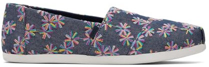 TOMS Alpargata Cloudbound, Mocasines Planos Mujer, Azul Marino Multi Bordado Floral, 37.5 EU
