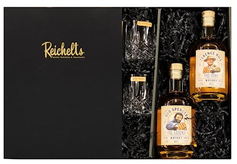 Bud Spencer Whisky (mild) 0.7 l 46% + Terence Hill Whisky (mild) 0.7 l 46% + 2 Nachtmann Tumbler als Geschenkset in Präsentbox by Reichelts