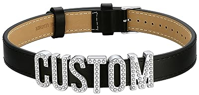U7 Leder Choker Kette Damen Halsband bdsm Lederhalskette Personalisiert Namenkette mit Buchstaben/Zahlen/Zeichen Charm DIY Strassstein Necklace Emo Accessories Modeschmuck für Valentinstag Cosplayer