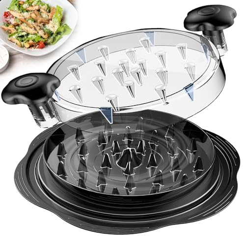 Hähnchen Zerkleinerer 25.5cm Großer Sichtbar Hühnerbrust Schredder Werkzeug Twist mit Bürste und Gabeln, Professionelles Fleischzerkleinerer(Schwarz)