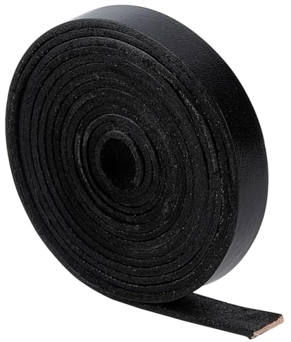 GORGECRAFT Black Leather Strips 12.5mm x 2m Full Grain Buffalo Leather Strap Genuine Cowhide Cord Braiding Thread Rope for Bracelets Necklace Jewelry Making Boot Lace Guitar Belts DIY Crafts
