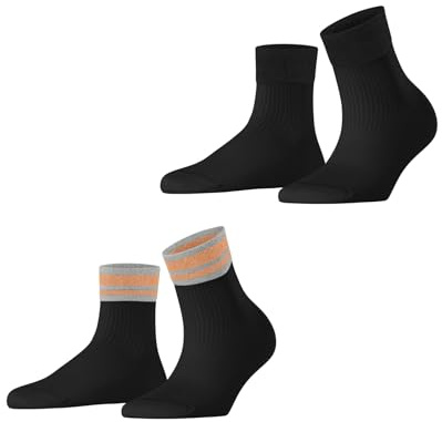 ESPRIT Damen Retro Glitter 2-Pack Socken atmungsaktive biologische nachhaltige Baumwolle gemustert 2 Paar