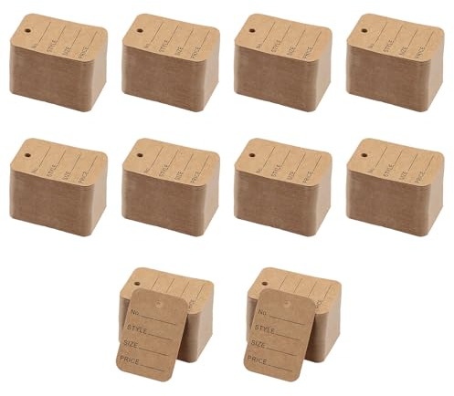 1000 Stücke Kleinen Preisetiketten, Preisschilder Etiketten, Preisschilder für Kleidung, 3.2X5CM Hängeetiketten Markierung, Kraftpapier Schmucketiketten zum Anhängen (Braun, Markieren)