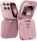 i17 PRO, Mini teléfono celular plegable con radio FM, MagicVoice, lista negra, vibración, Dual SIM, pequeña pantalla plegable, fácil de usar, regalo para el Día del Padre/Madre, etc