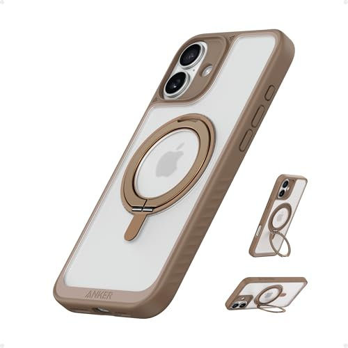 Anker FlexStand magnetisches Case für iPhone 16, 360° Ringständer, Matte und rutschfeste Schutzhülle, 15,5cm iPhone Hülle mit verbesserter MagSafe-Kompatibilität