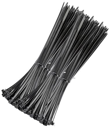 CREATISMO 3.6mm x 200mm Plastic Cable Ties Black 150 Pcs Black Zip Ties Heavy Duty, Small Cable Tie Wraps Black for Garden, Office, Home