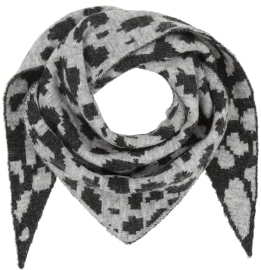 FRAAS Tuch für Damen - 40 x 132 cm - Strickschal mit Leo-Print - Strick-Stola warm und weich - für die kalte Jahreszeit - Sustainability Edition Grau