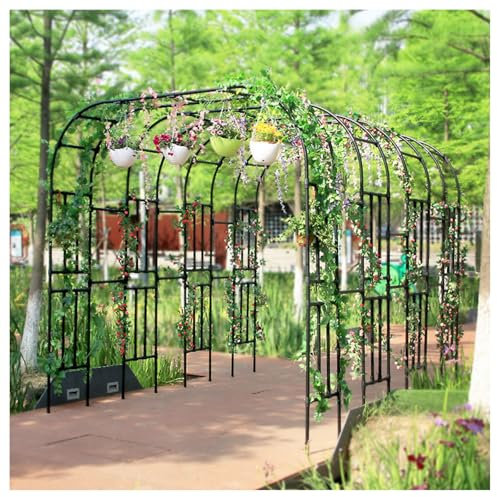 Arco in ferro da giardino pergolato traliccio per piante rampicanti Pergola all'aperto Arco Flower Rack per varie decorazioni per feste nuziali decorazione prato party (dimensioni: 320 x 240 x 40 cm,