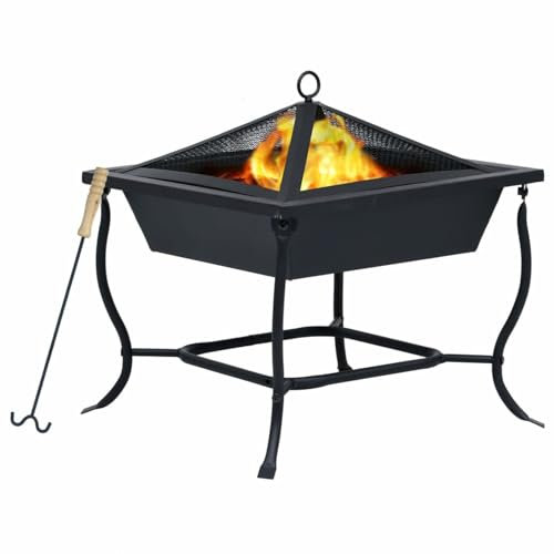 Sufrk Braciere Nero 42x42x45 cm in Acciaio,Braciere da Esterno,Braciere da Giardino, Fire Pit per Campeggio Riscaldamento Terrazza da Campeggio