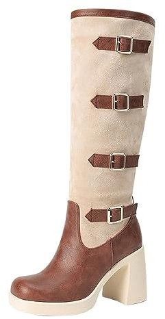 Stivali alti al ginocchio da donna con plateau sopra il ginocchio stivali alti alla coscia stivali da cowboy stivali da donna alti al ginocchio con cerniera laterale stivali neri tacco grosso stivali
