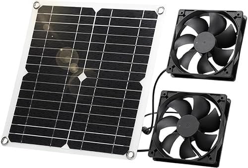 Dixhills Solar Ventilator, Solarmodul Lüfter Kit, 12W Solarpanel Abluftventilator, tragbarer Solar Abluftventilator für den Außenbereich, Wohnmobile, Gewächshäuser, Tierhäuser, Hühner