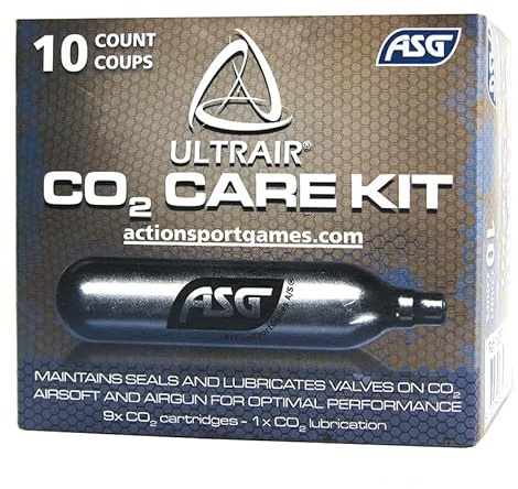 Pack de 9 + 1 cylindres CO2 avec lubrifiant - Cartouches CO2 avec additifs pour un bon entretien des répliques airsoft ou plombs à air comprimé
