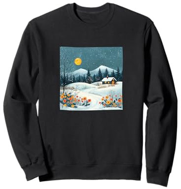 Grafica vintage paesaggio prato innevato Felpa