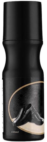 100ml Cirage Noir,Cirage Noir Chaussure Cuir,Cirages et Produits D'entretien Chaussures,Cire Chaussure Cuir Noir,pour les Produits en Cuir Véritable ou en Cuir Artificiel,Avec Applicateur Eponge(Noir)