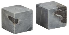 Mud Pie Cubo de sal y pimienta de mármol de 5 x 5 cm, color marrón