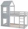 Generisch 90 * 200 cm Etagenbett, Einzelbett, Hochbett, Hausbett mit Leiter & Baldachin, Jugendbett, Holzbett, Bodentief Betten (Grau)