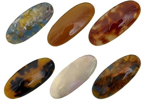 6 Stück französischer, modischer Oval-Haarspangen für Damen und Mädchen