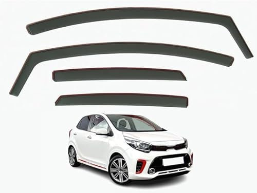 Auto Autofenster Windabweiser für KIA PICANTO 5-Door Hatchback 2017 2018 2019 2020 2021 2022 2023 2024, Seitenscheibenabweiser Türvisier Wetterschutz Sonne Regenschutz Windabweiser