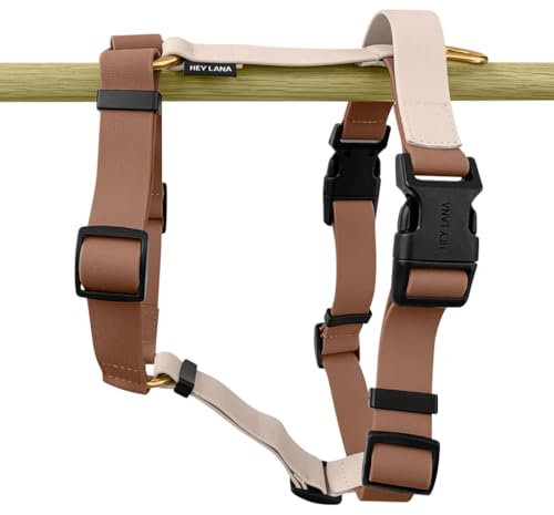 Hey Lana Outdoor Hundegeschirr Handmade, 5-Fach verstellbar & wasserfest, kleine bis sehr große Hunde, Führgeschirr Brustgeschirr Führungsgeschirr Hund Training (Mocca/Mousse, L/XL)