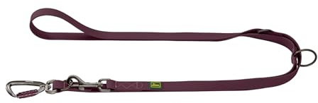 HUNTER Havanna Verstellbare Führleine | 3-fach verstellbar, Gunmetal-Look, reißfest, witterungsbeständig, pflegeleicht, Farbe: brombeer, Größe: 20/200