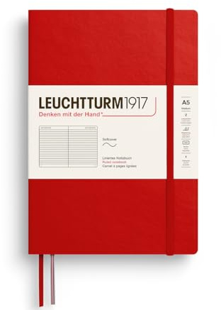 LEUCHTTURM1917 373995 Notebook Medium (A5), Softcover, 123 Numbered Pages, Cherry, Ruled