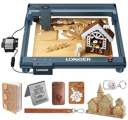 LONGER Laser Gravurmaschine B1 30W Lasergravierer & Cutter mit Auto Air Assist, 600mm/s Schnell, DIY für Holz, Metall, Leder, Acryl, Arbeitsbereich 450x440mm
