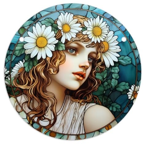 Bosiyrggrl 4PCS Acrylic Disc Pendant with Chain European Retro Pendant Colorful Flower Women'S Pendant Accessories YK290