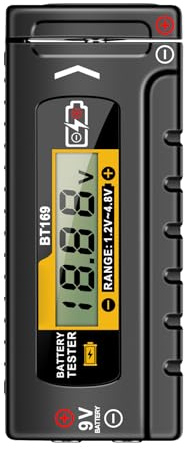 Dayysiuy Testeur de Piles Électrique | Moniteur de Contrôle des Batteries - Analyseur Numérique pour Piles AA AAA C D 9V Bouton | Pour AA AAA C D 9V et Bouton