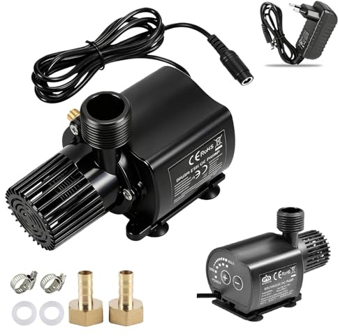 Pompe d'aquarium électrique 800 l/h 15 W Mini pompe submersible Mini pompe à eau Petit régulateur de vitesse Pompe filtrante Ultra silencieuse Fontaine Aquarium Pompe avec câble de 2 m 2 m 2 buses en