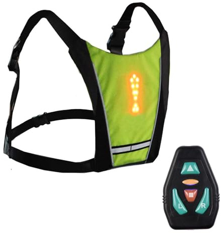 Générique Fahrradweste mit LED-Blinkern – Verkehrslicht für Läufer, Sicherheitsausrüstung zum Gehen, Fernbedienung für Jogging | Fahrradrucksack mit Signal, Camping Wandern, gelb, Se référer au