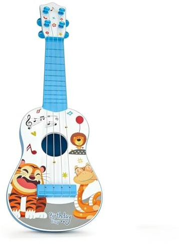 Gitarre für Kinder, 42cm Kindergitarre, Musikspielzeug Ukulele Instrument, Kindergitarre Musikinstrumente, Stimmbare Nylonsaiten, Mit 4 Verstellbaren Saiten und Plektren, für Kinder (Blau)