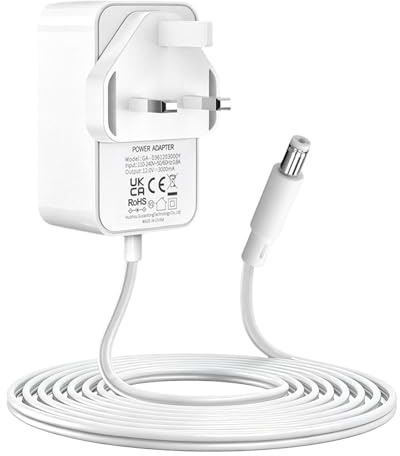 12V Power Adapter Compatible with BT Openreach ONT EchoLife HG612 Fibre optic Modem Replacement Power Adapter for Router desk lamp atomizer Android screen Power Cord 1.5M White 5.5 x 2.1mm