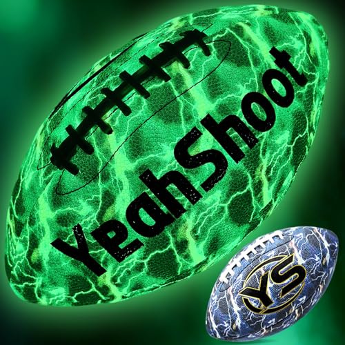 YeahShoot American Football, Größe 9, leuchtet im Dunkeln, mit hochwertigem fluoreszierendem Material, um 100 % heller im Dunkeln zu sein, ideal für Nacht-Rugby und Fußball, cooles Geschenk für