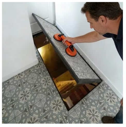 Plaque de recouvrement invisible pour entrée de cave, trappe d'inspection amovible en acier à encastrer, porte de cave dissimulée pour maison(52x29 (132.1x73.7cm))