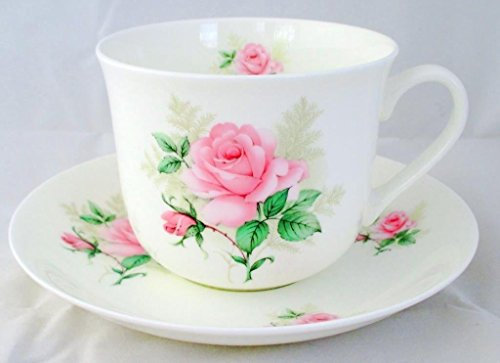 Majestic Rose Breakfast Cup & Saucer Fine Bone China Large Cup & Saucer Hand Decorated in The U.K. Free UK Delivery