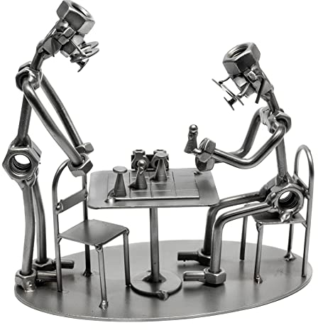 STEEMO Schraubenmännchen Schachspieler Schach Geschenk Metall-Deko 18x10x17 cm