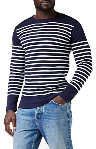 Armor Lux Herren Marine-Stil Amiral aus Dicker Baumwolle T-Shirt, Navi/Weiß, XL