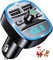 COMSOON Transmetteur FM Bluetooth [lumière ambiante bleue] Kit adaptateur récepteur radio sans fil pour voiture avec appels mains libres, double chargeur USB 5 V/2,4 A et 1 A, support carte TF/SD