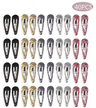 WEIMOB 40pcs Pince a Cheveux Brillantes Metal Snap 3cm Barettes 10 Couleurs Barettes Enfant Bebe Fille Fillette Cheveux Accessoires Hair Clips Pour 3-5 Ans