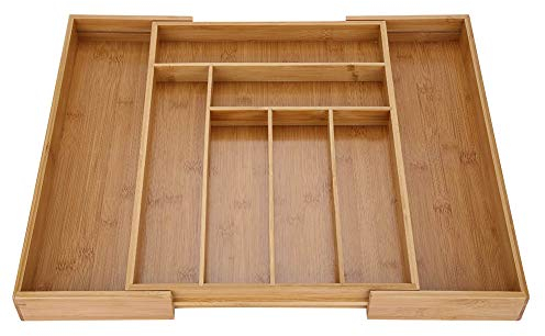 Cutlery Tray Expandable Drawer Organizer Adjustable Cutlery Organiser Tray with 8 Compartments, Large Capacity Kitchen Drawer Divider Cutlery Tray for Drawer, Cutlery Tray Holder 21.3 x 17.01 x 1.96in